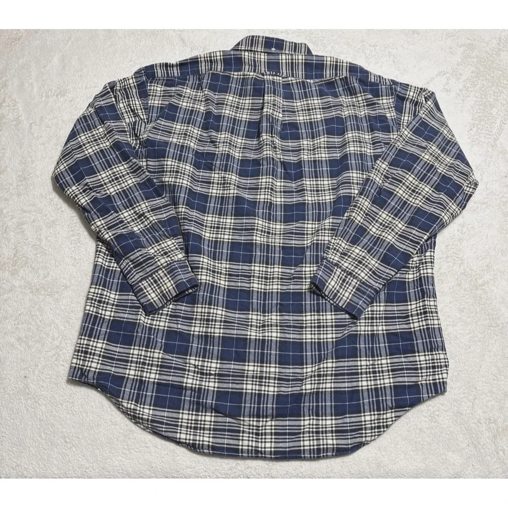 Polo Ralph Lauren Shirt Men's Large Blue Plaid Long Sleeve VTG Y2K Made In USA